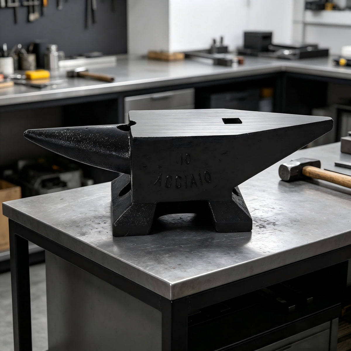 22 Lbs High Hardness Rugged Round Horn Anvil Blacksmith - Black