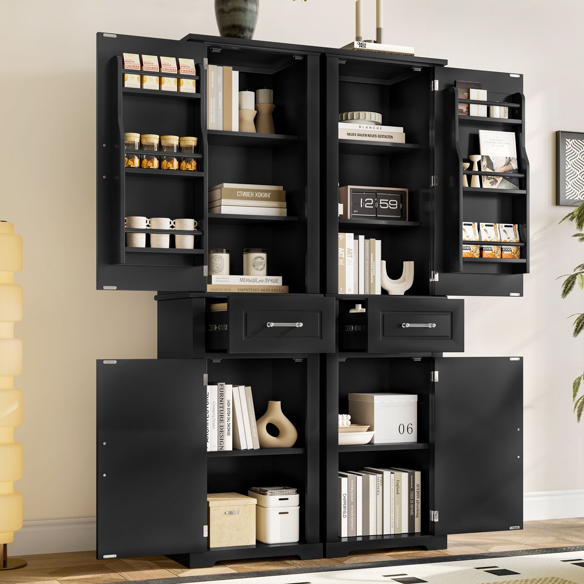 Tall Freestanding Bathroom Storage Cabinet With Adjustable Shelf, 2 Door Design