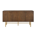 Modern Scandinavian 4 Door Sideboard, Storage Cabinet With Adjustable Shelves - Gold / Walnut