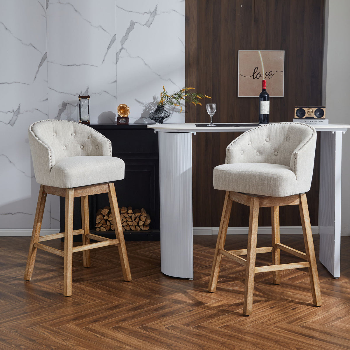 360 Degree Rotation Swivel Counter Stools (Set of 2)