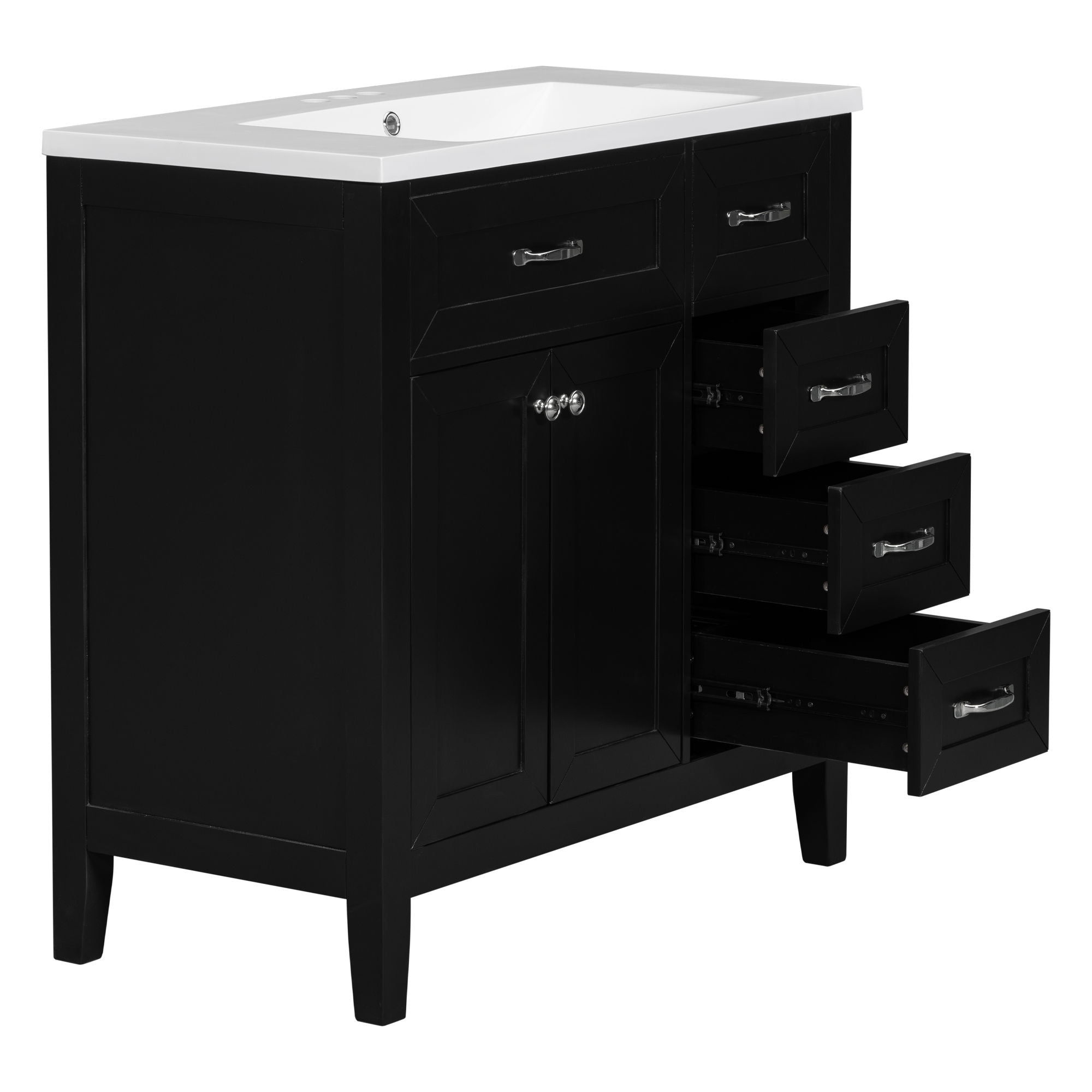 Modern Bathroom Vanity With Sink, Freestanding With Drawers And Doors