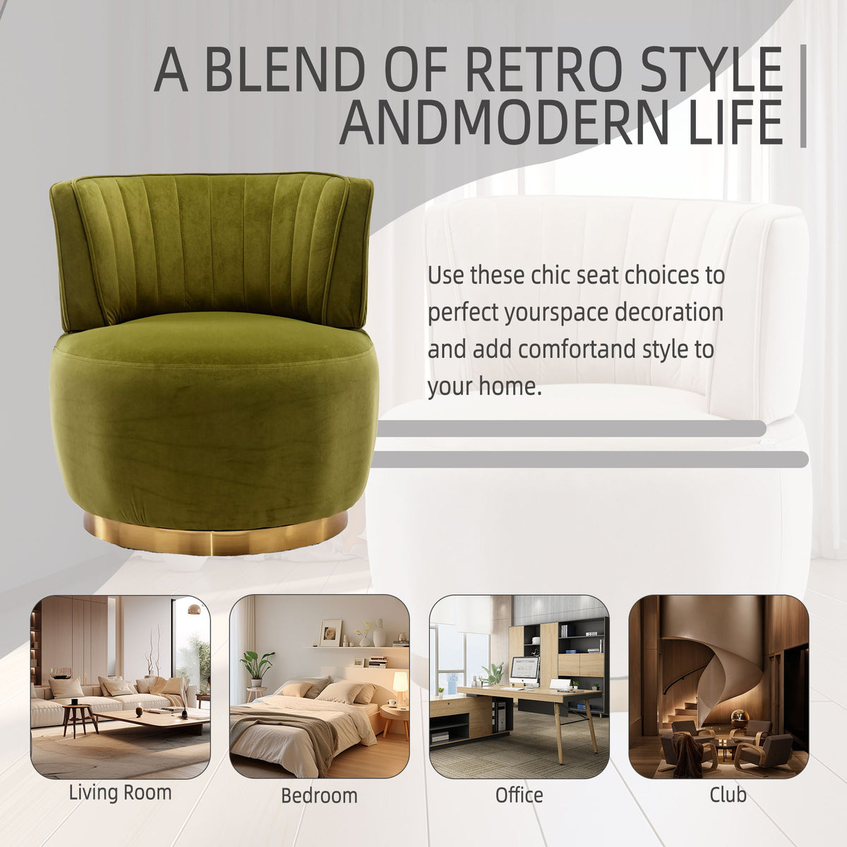 360 Degree Swivel Cuddle Barrel Accent Sofa Chair