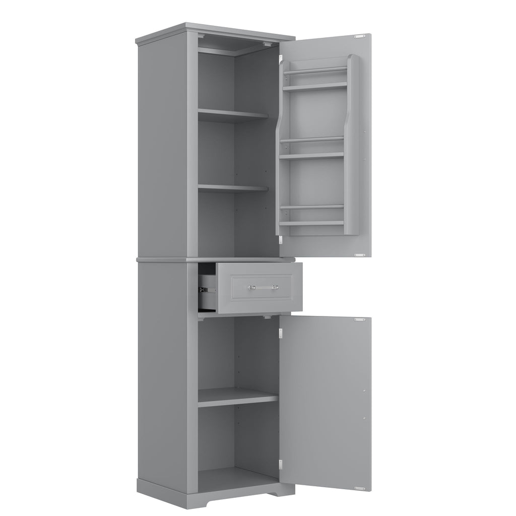 Tall Freestanding Bathroom Storage Cabinet With Adjustable Shelf, 2 Door Design