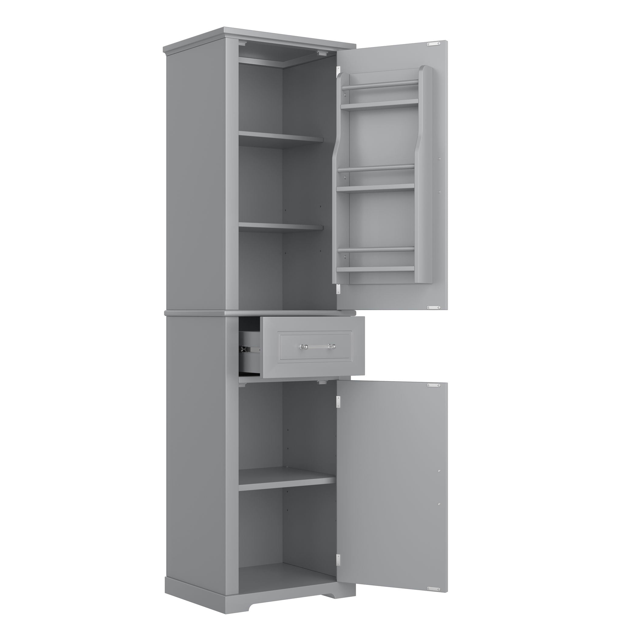 Tall Freestanding Bathroom Storage Cabinet With Adjustable Shelf, 2 Door Design