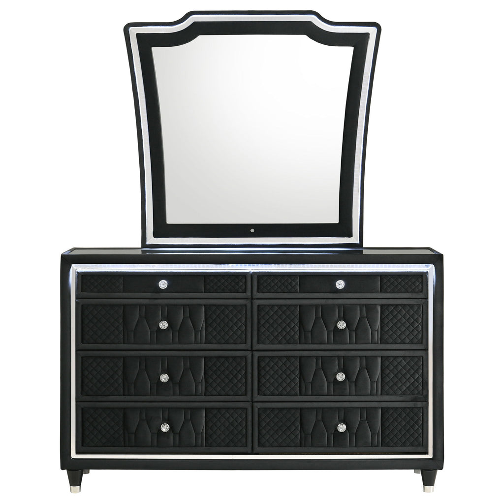 Mika - 8 Drawer LED Dresser With Mirror - Black