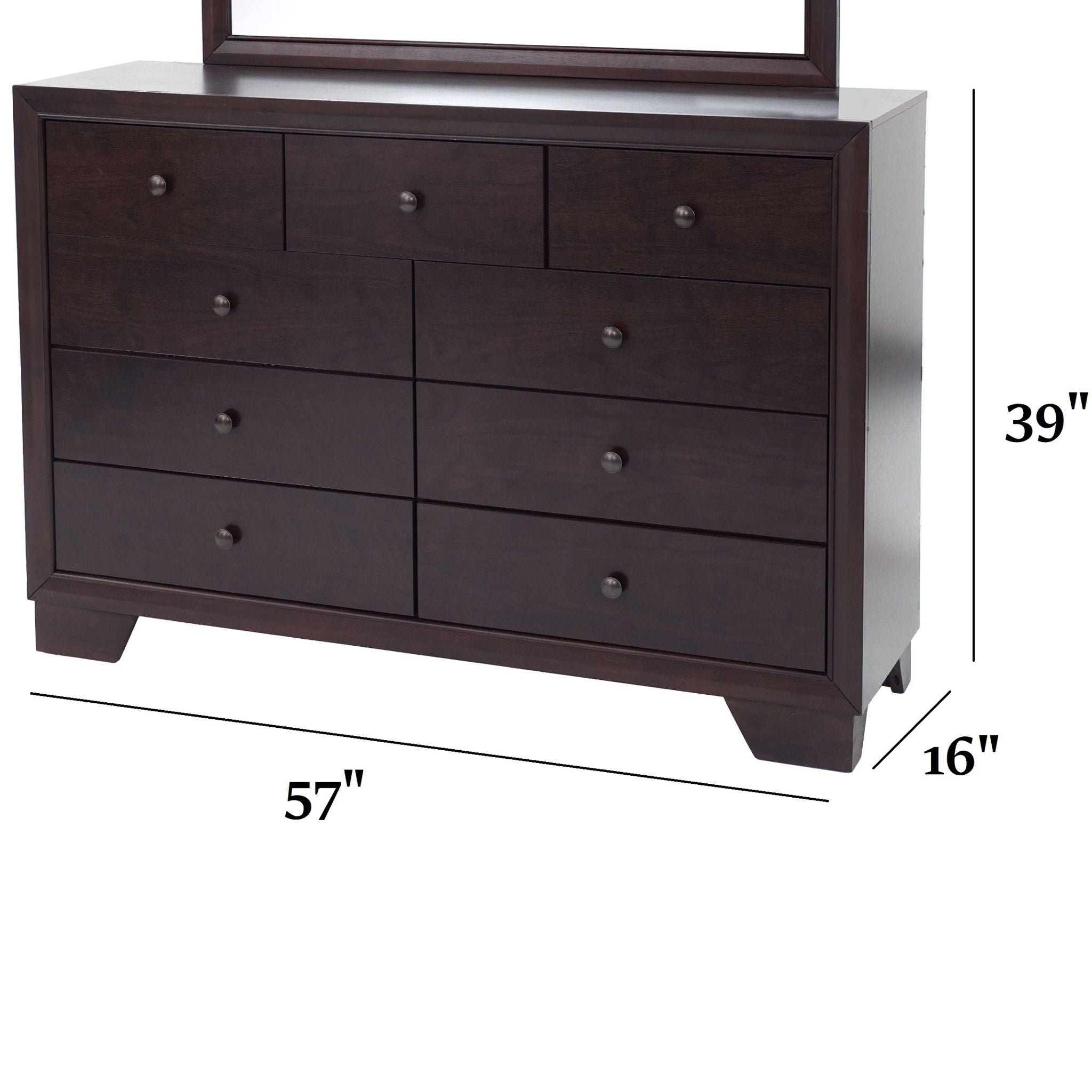 1 Piece Dresser With 9 Drawers - Brown