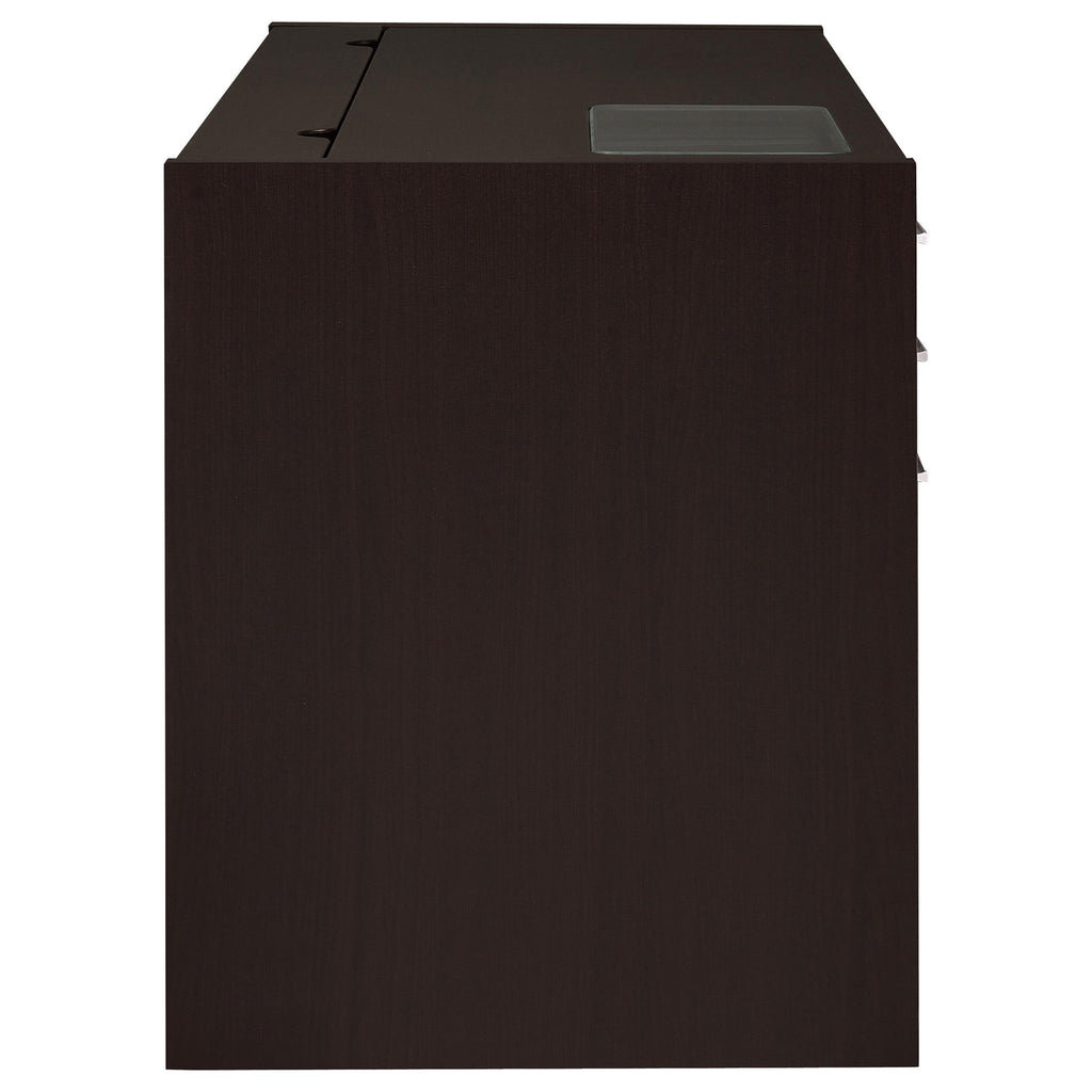 Maxim - 2 Drawer Computer Desk With Lift Top Storage And Power Outlet - Cappuccino