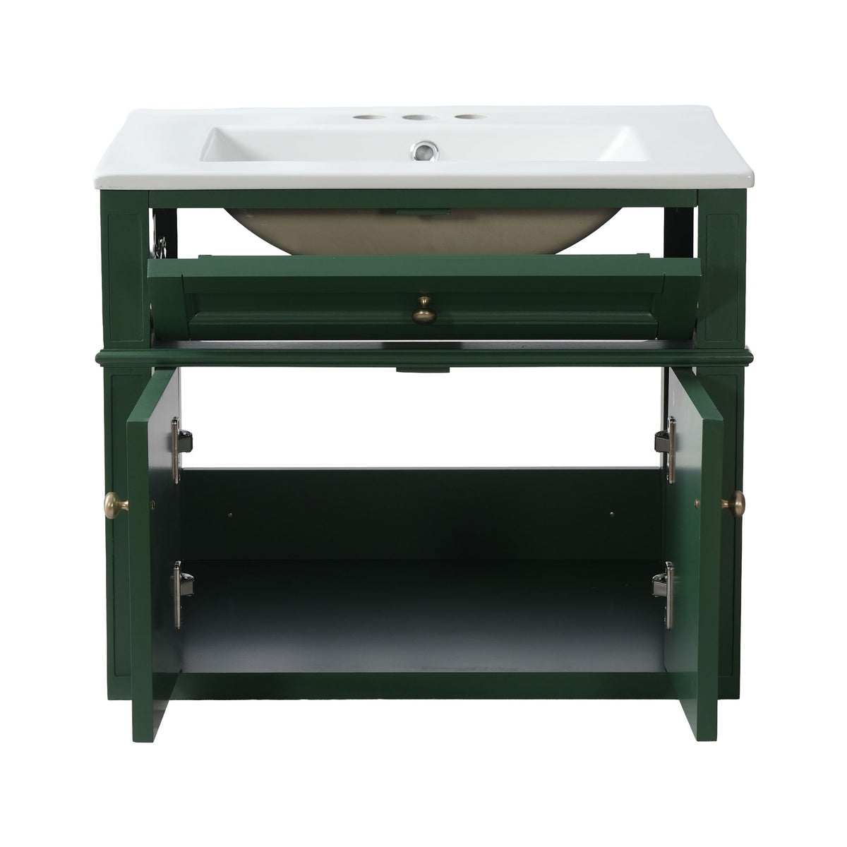 Wall Mounted Bathroom Vanity With Tip Out Drawer And Open Back Design
