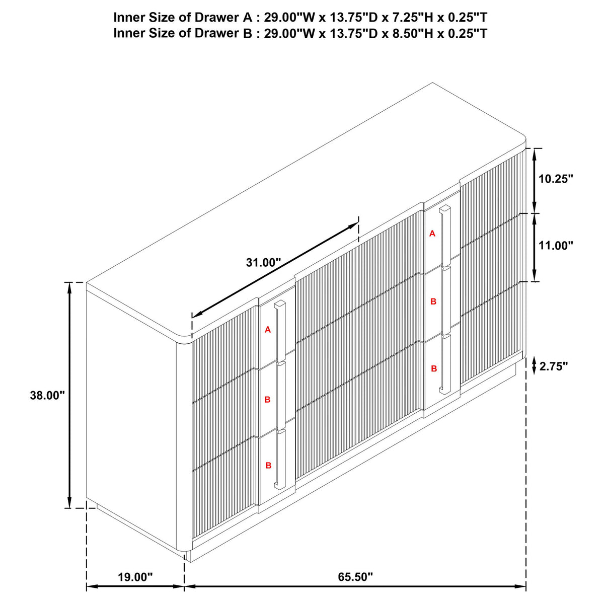 Moraga - 4 Piece Queen Bedroom Set With Fluted Headboard - Ash Brown