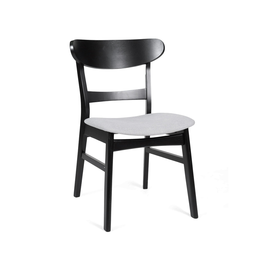5 Piece Dining Set With 1 Table And 4 Upholstered Chairs - Black / Light Gray