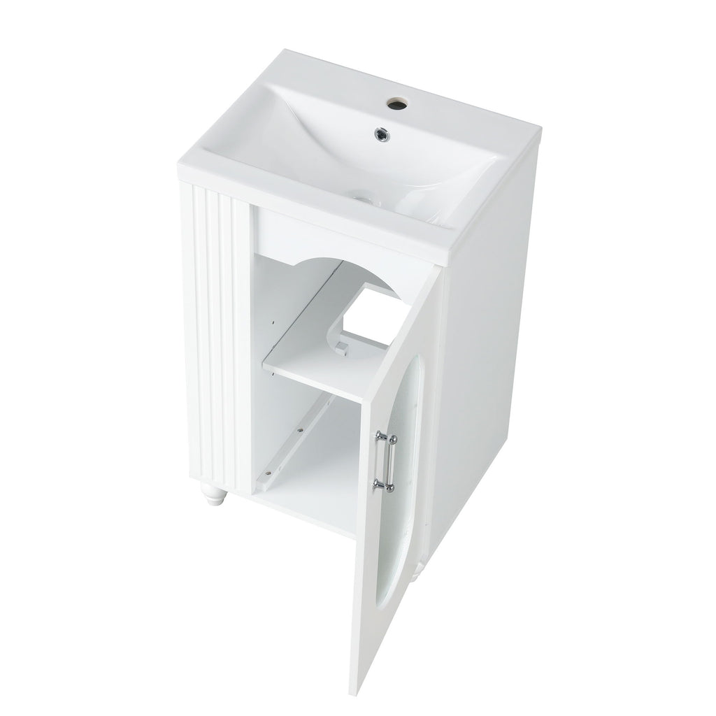 Modern Bathroom Vanity With Sink, Adjustable 2 Tier Shelf