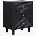 3 Drawer Nightstand - Black - Wood