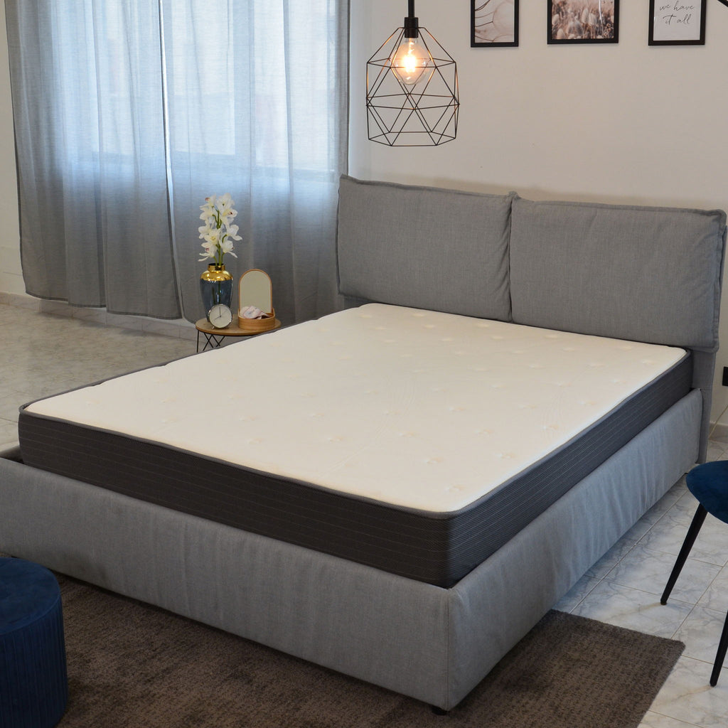 8" Pocket Spring Hybrid Bed In A Box Mattress, Soft Gel Memory Foam - Gray / White - Full