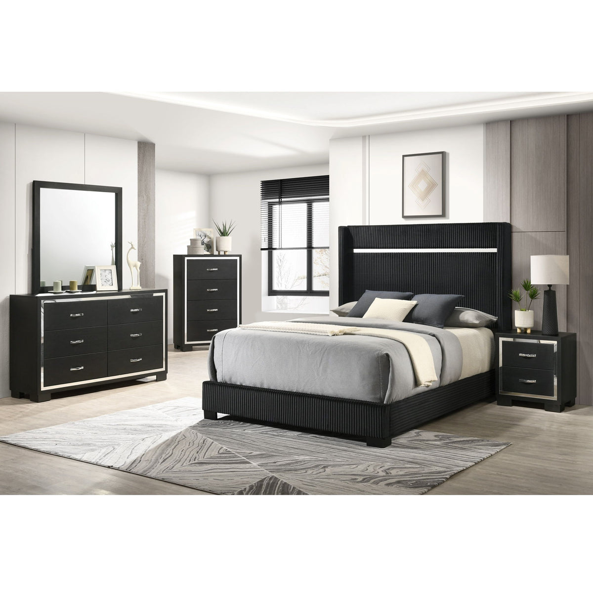 4 Drawer Bedroom Chest With Handles Furniture - Black