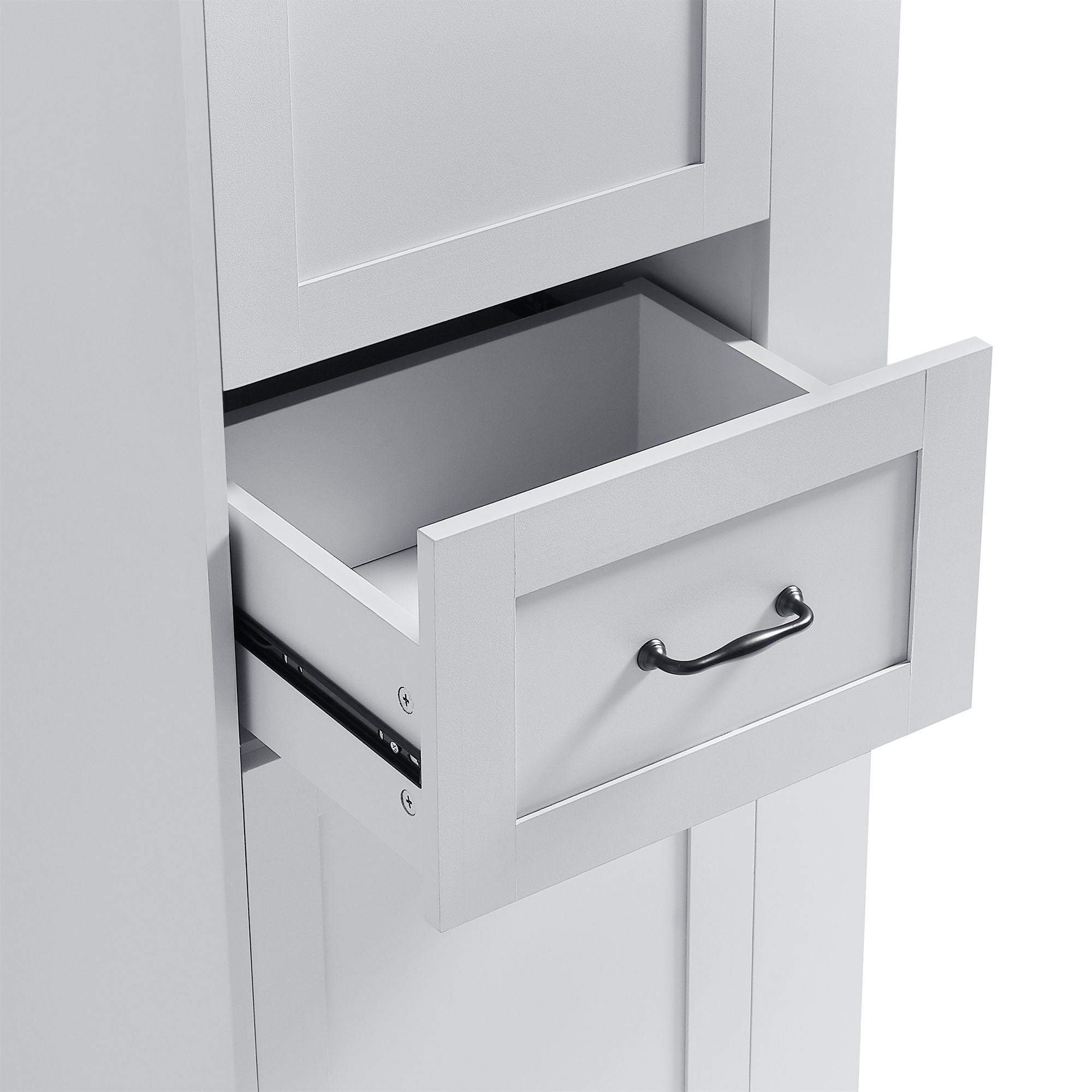 Modern Tall Storage Cabinet With Tilt-Out Compartment, Adjustable Shelves