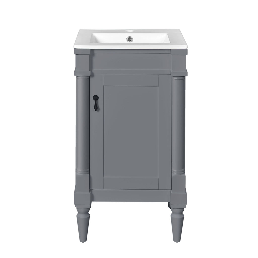 Bathroom Vanity With Sink, Storage Cabinet With Door, Drop In Sink, Compact Freestanding Design