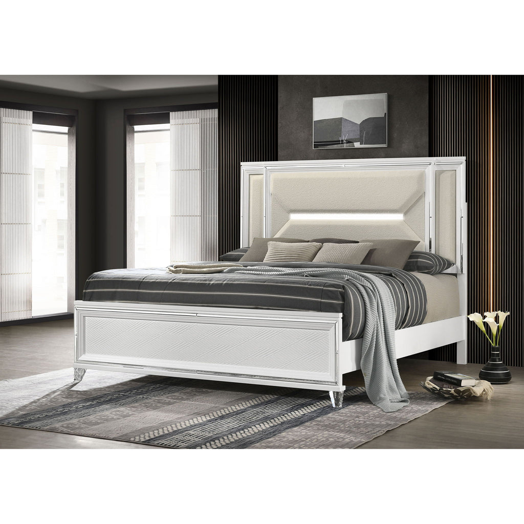 Panel Bed With LED Headboard