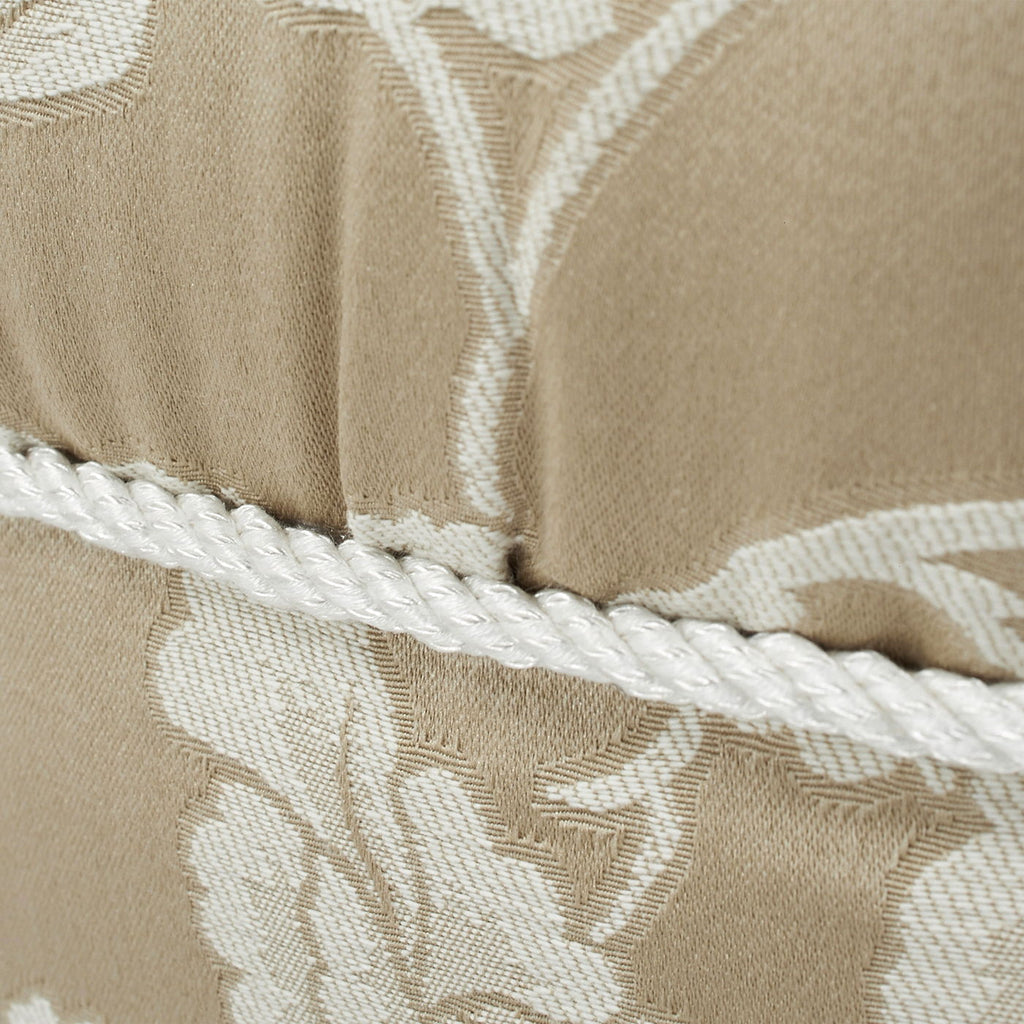 Yolanda - Floral Round Upholstered Accent Ottoman - Beige