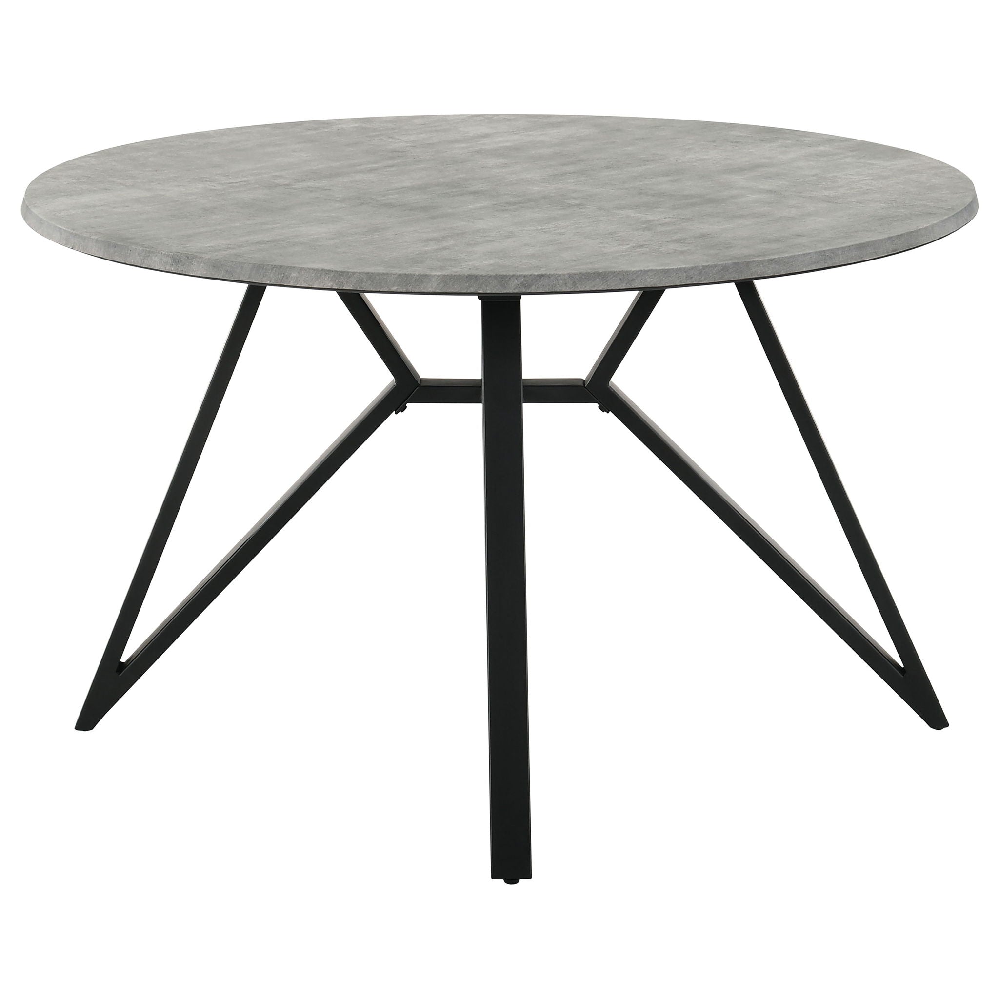 Vellux - 5 Piece Round Dining Table Set With Concrete Top Upholstered Chairs - Gunmetal