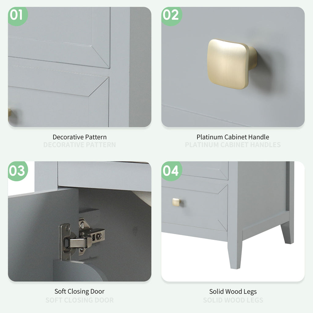 Bathroom Vanity With Sink, Soft Closing Cabinet Door, Storage Rack And Drawer