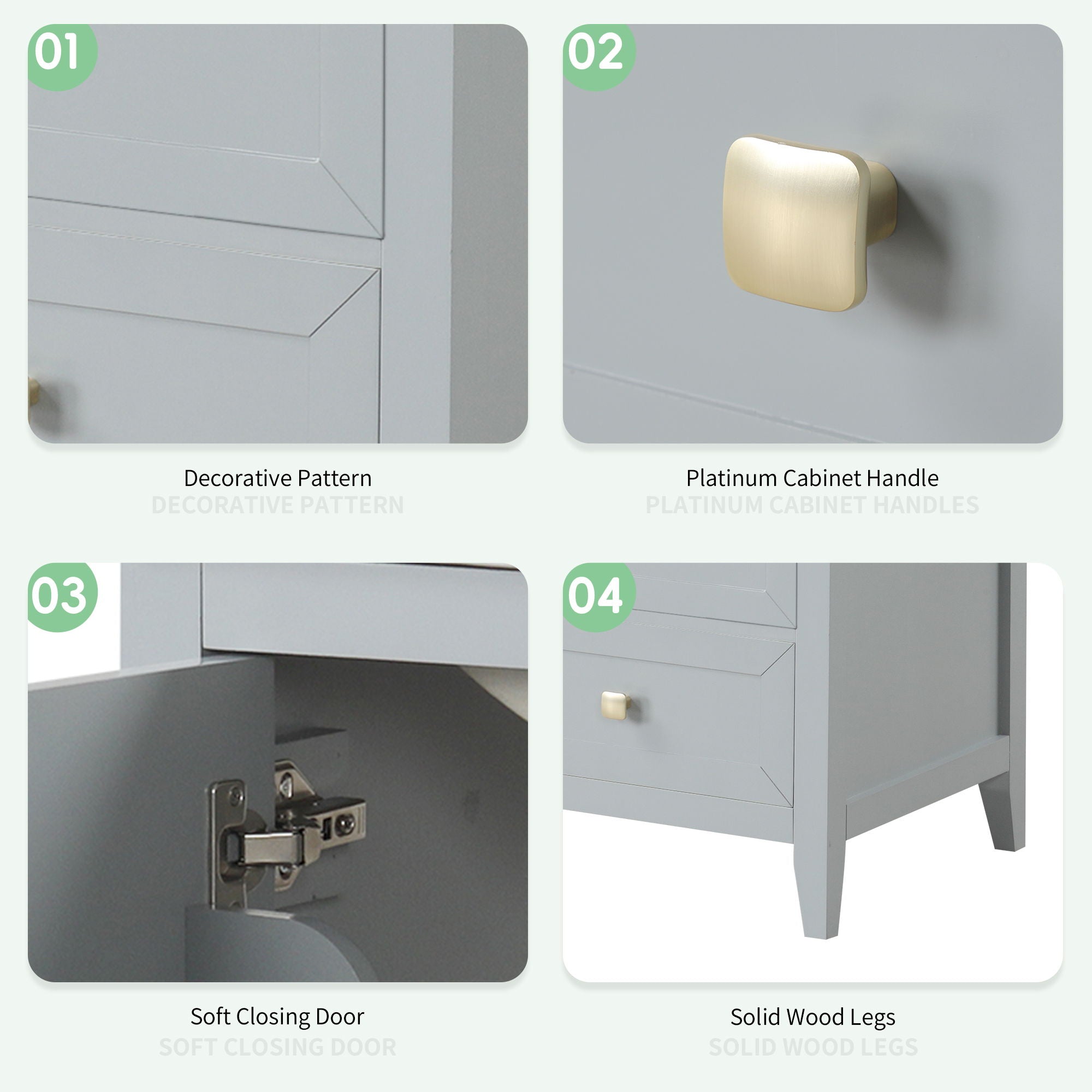 Bathroom Vanity With Sink, Soft Closing Cabinet Door, Storage Rack And Drawer