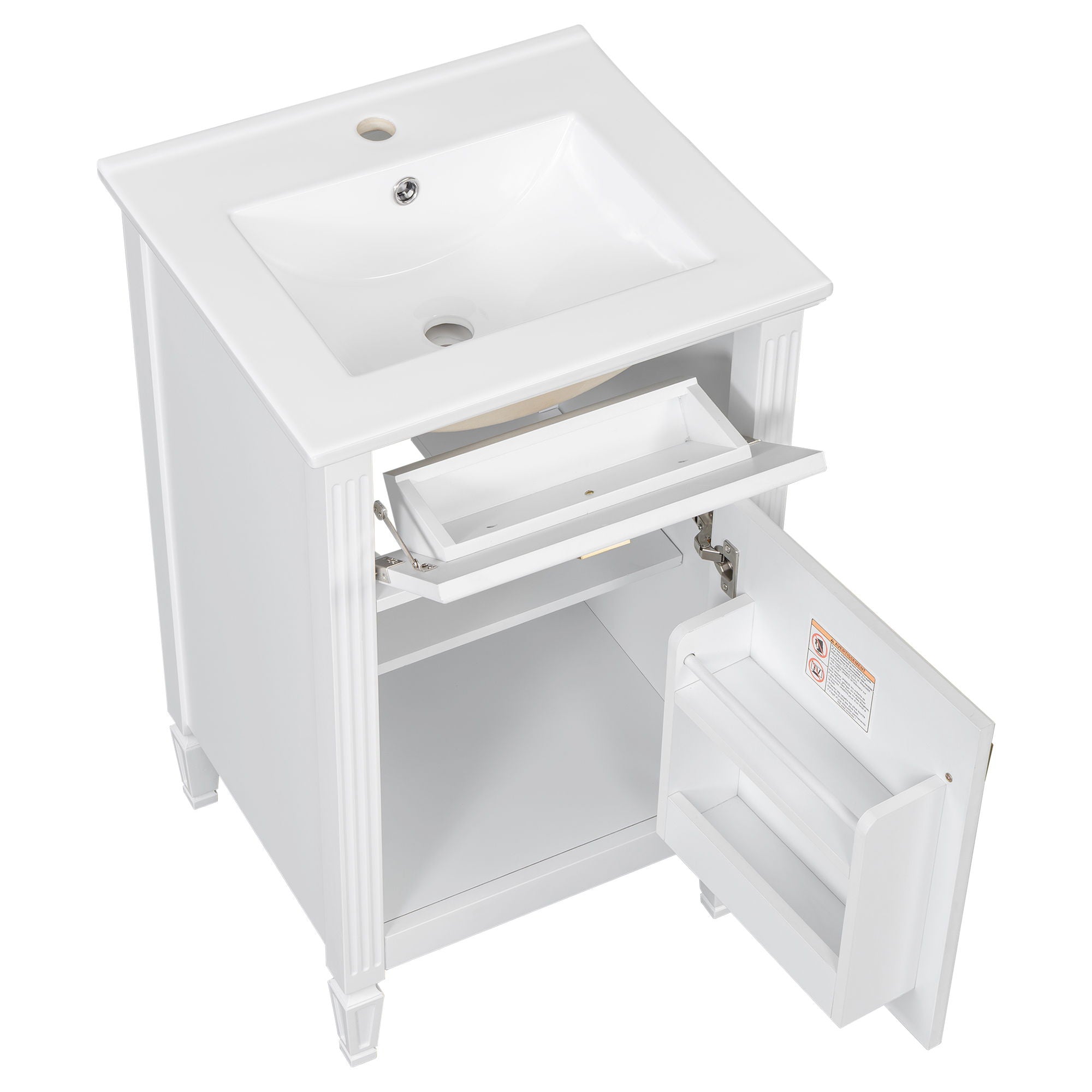 Bathroom Vanity With Sink, Adjustable Shelf, Tilt-Out Drawer