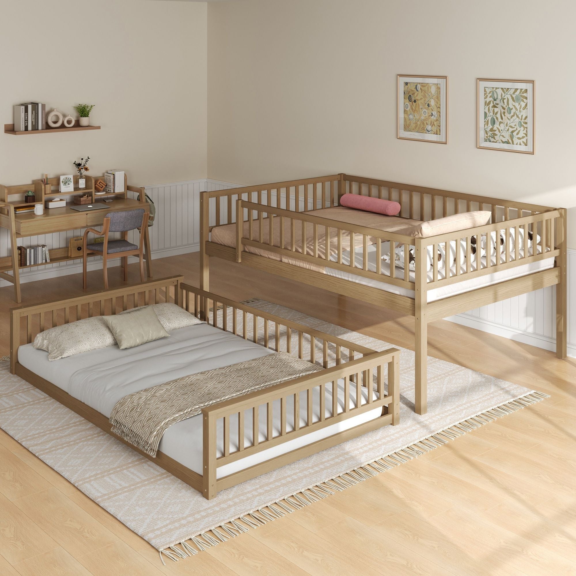 Bunk Bed With Ladder And Guardrails