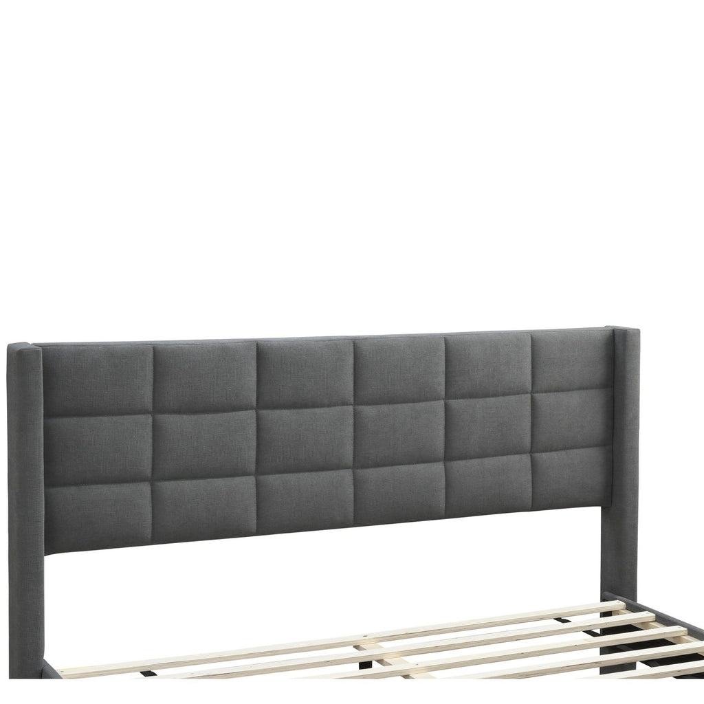 Full Size Bed Upholstered Box Headboard - Gray