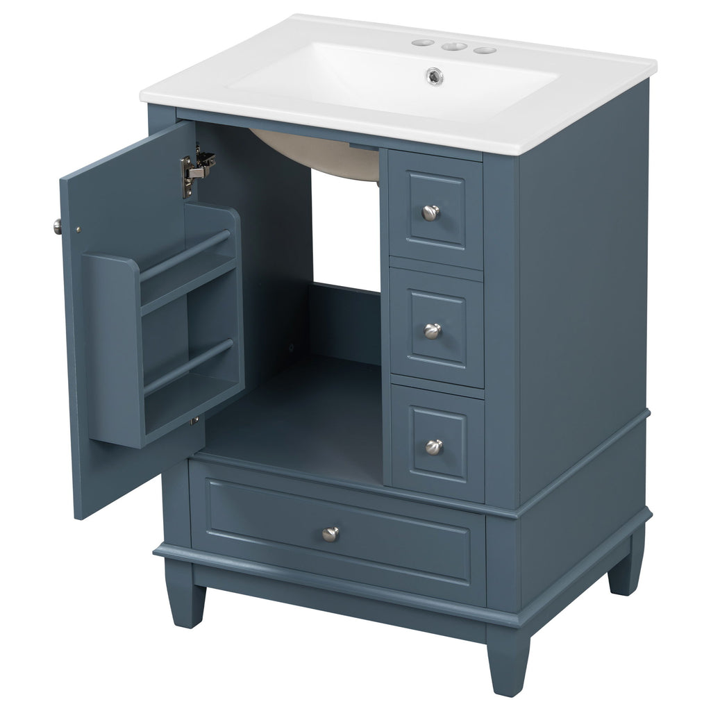 Modern Bathroom Vanity With Sink, Freestanding Cabinet With Drawers And Storage Shelves