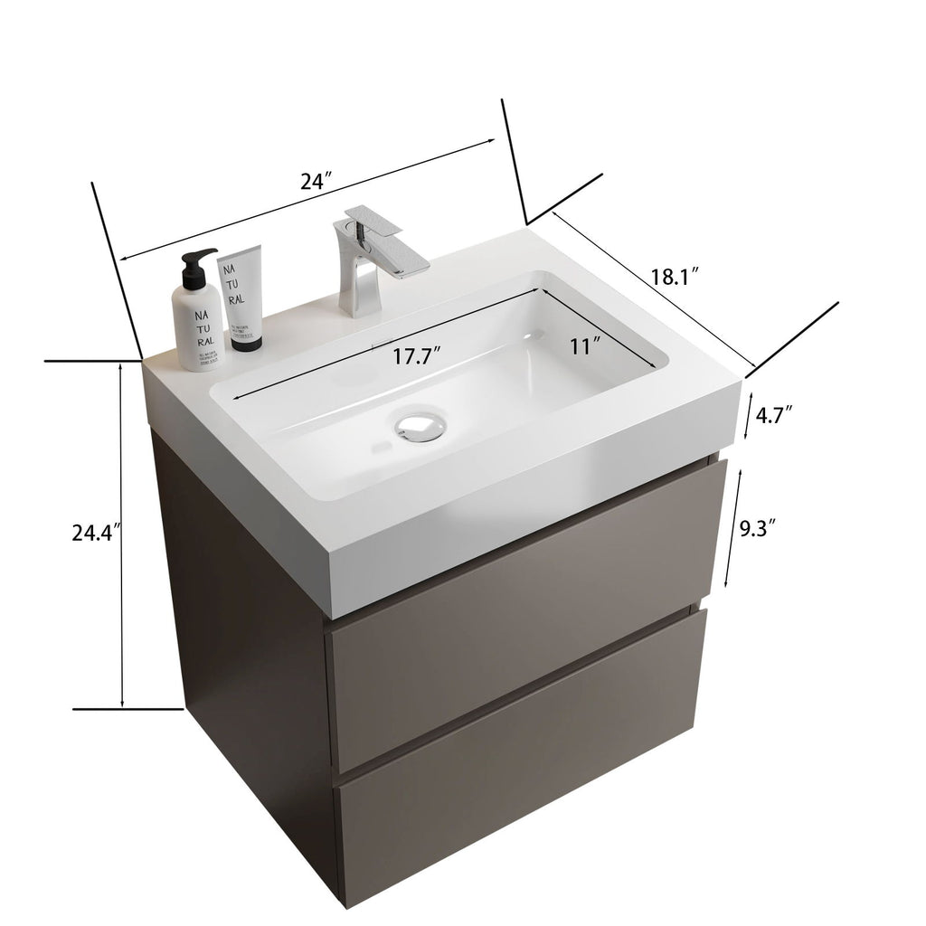 Alice - Bathroom Vanity With Sink, Wall Mounted, Floating