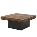 LED Coffee Table With Base, Center Table For Living Room - Rustic Brown