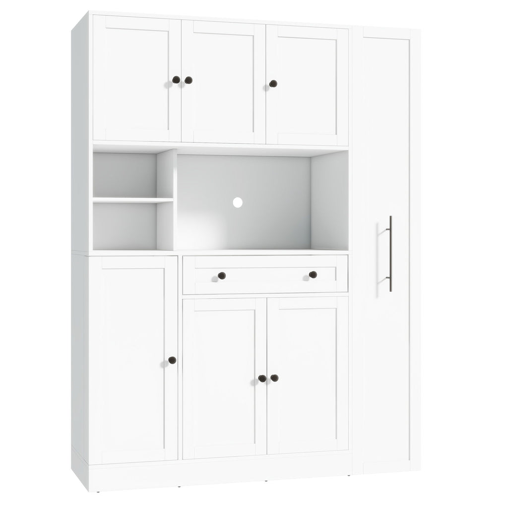 Large Kitchen Pantry Storage Cabinet Cupboard With Pull Out Side Cabinet