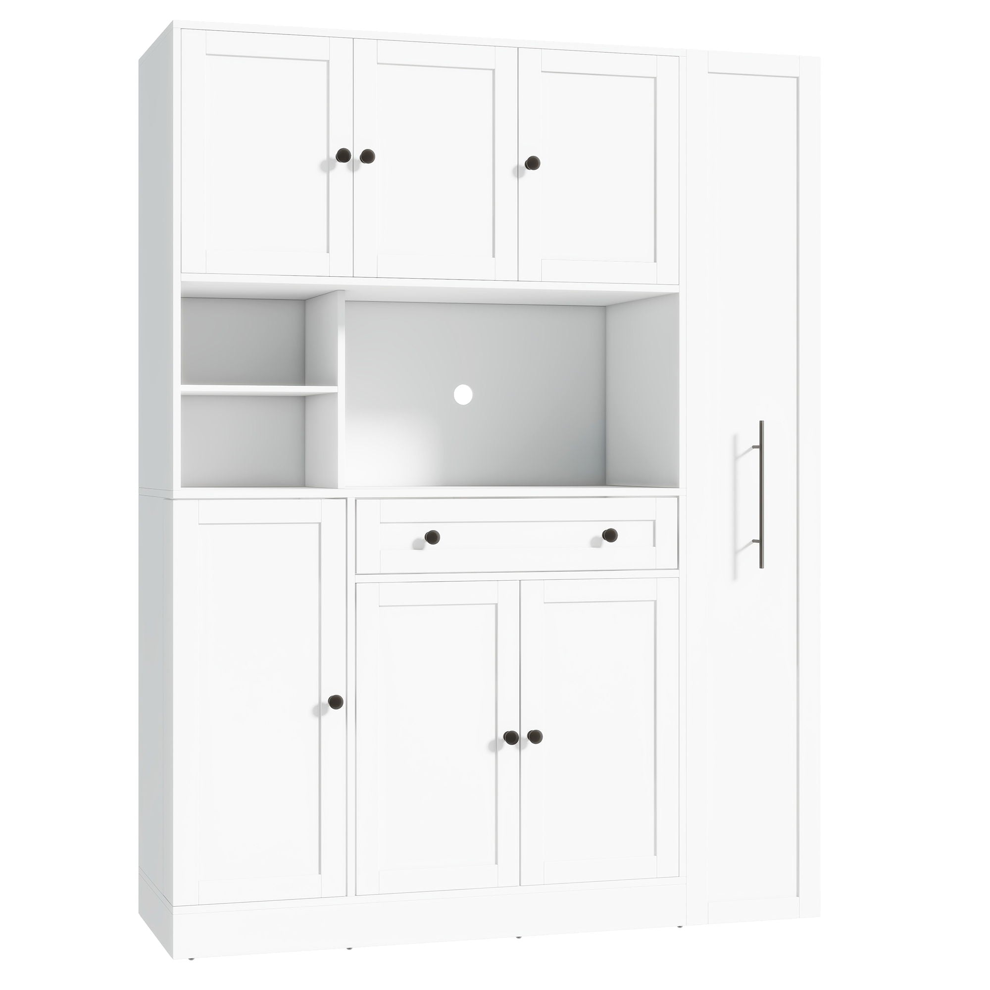 Large Kitchen Pantry Storage Cabinet Cupboard With Pull Out Side Cabinet