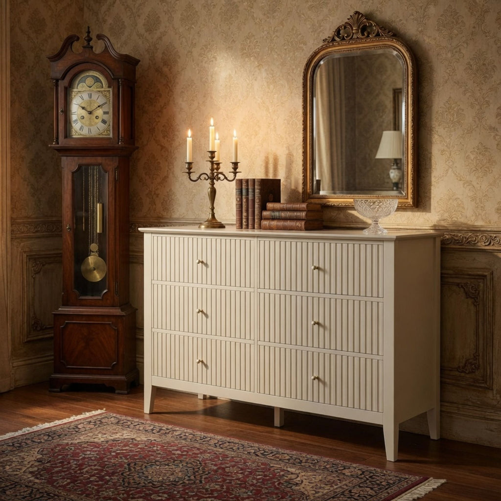 Modern 6 Drawer Fluted Dresser
