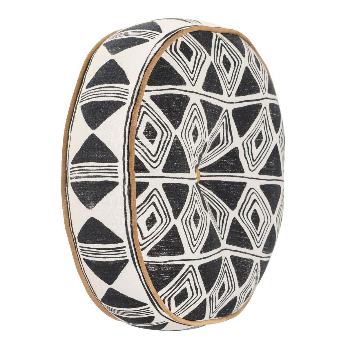 Nubia - 18" Round Pillow - Black / White