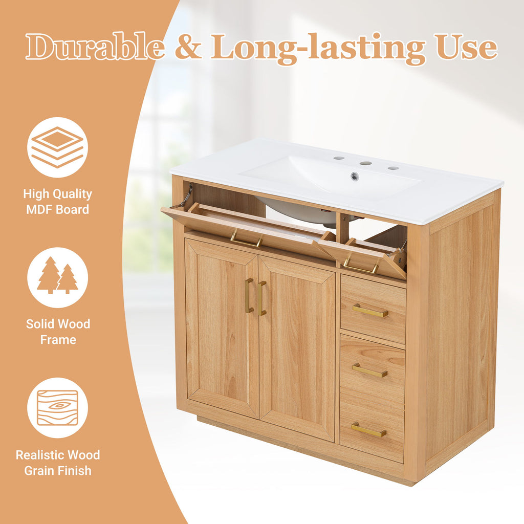 Bathroom Vanity & Sink, Soft Close Doors & Drawers - Wood
