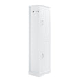 Tall Freestanding Bathroom Storage Cabinet With Adjustable Shelves And Side Hooks