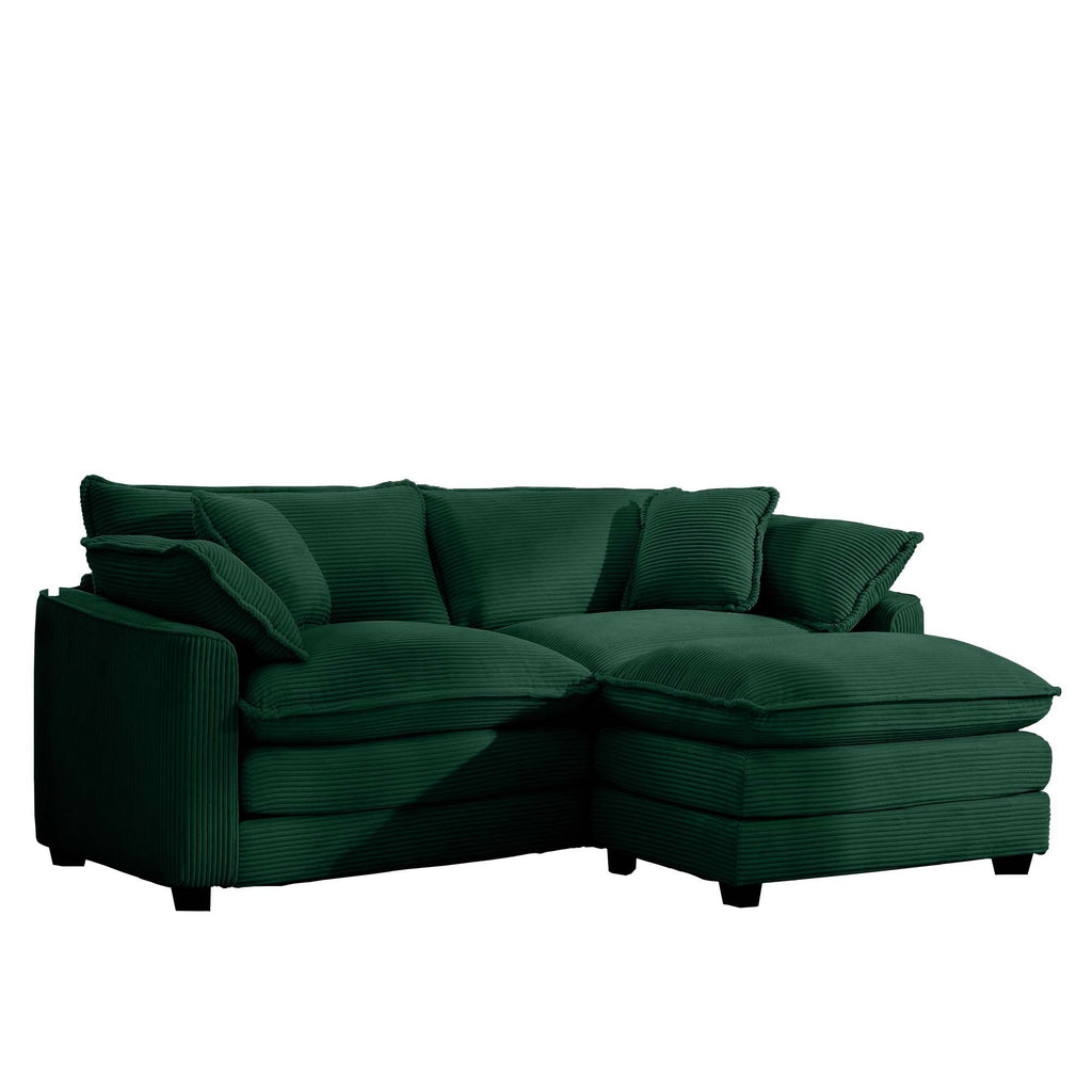 Modern Modular Cushion Sofa With Ottoman, Low Back, Deep Seating Sofa Set