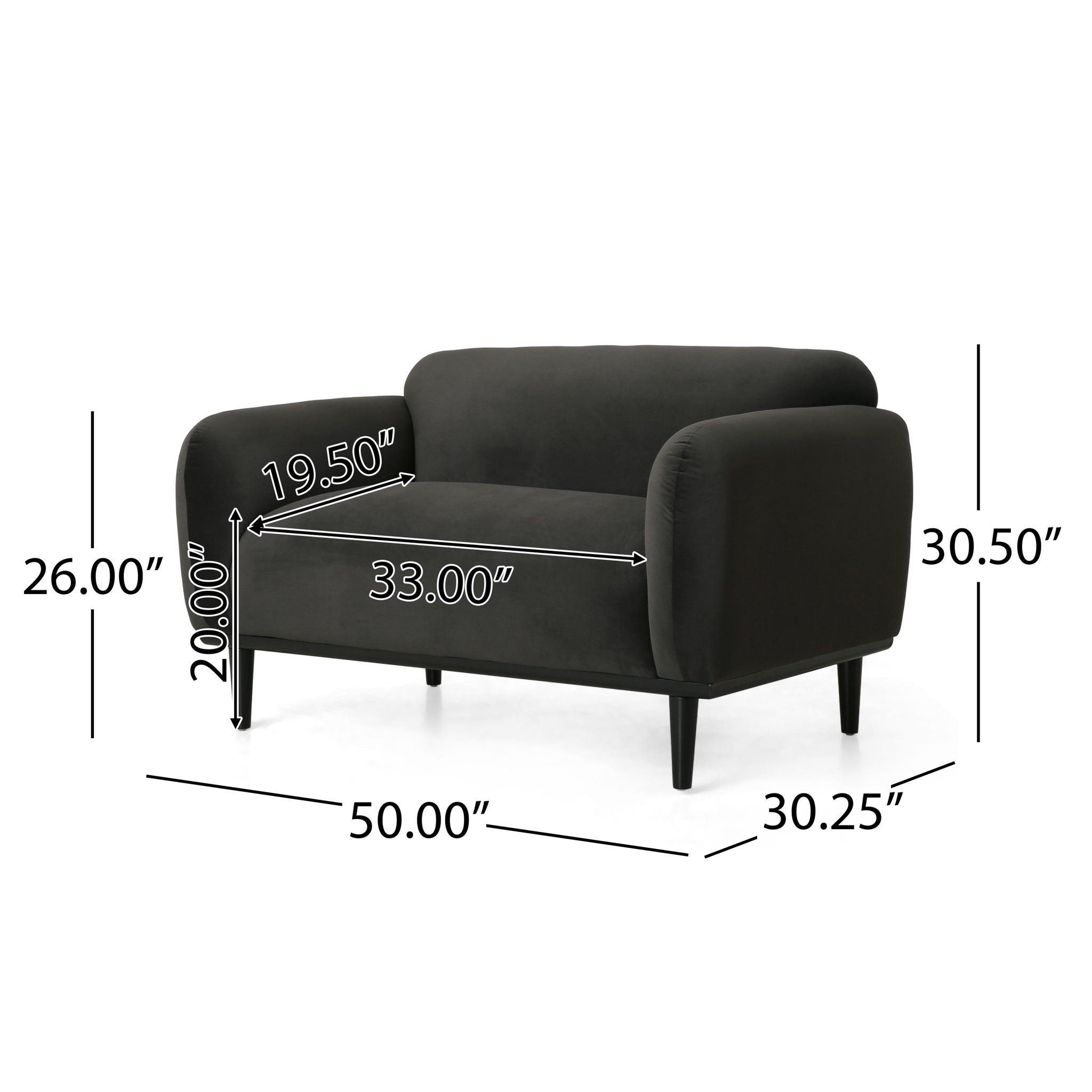 Sway - Upholstered Loveseat With Wood Legs And Round Arms