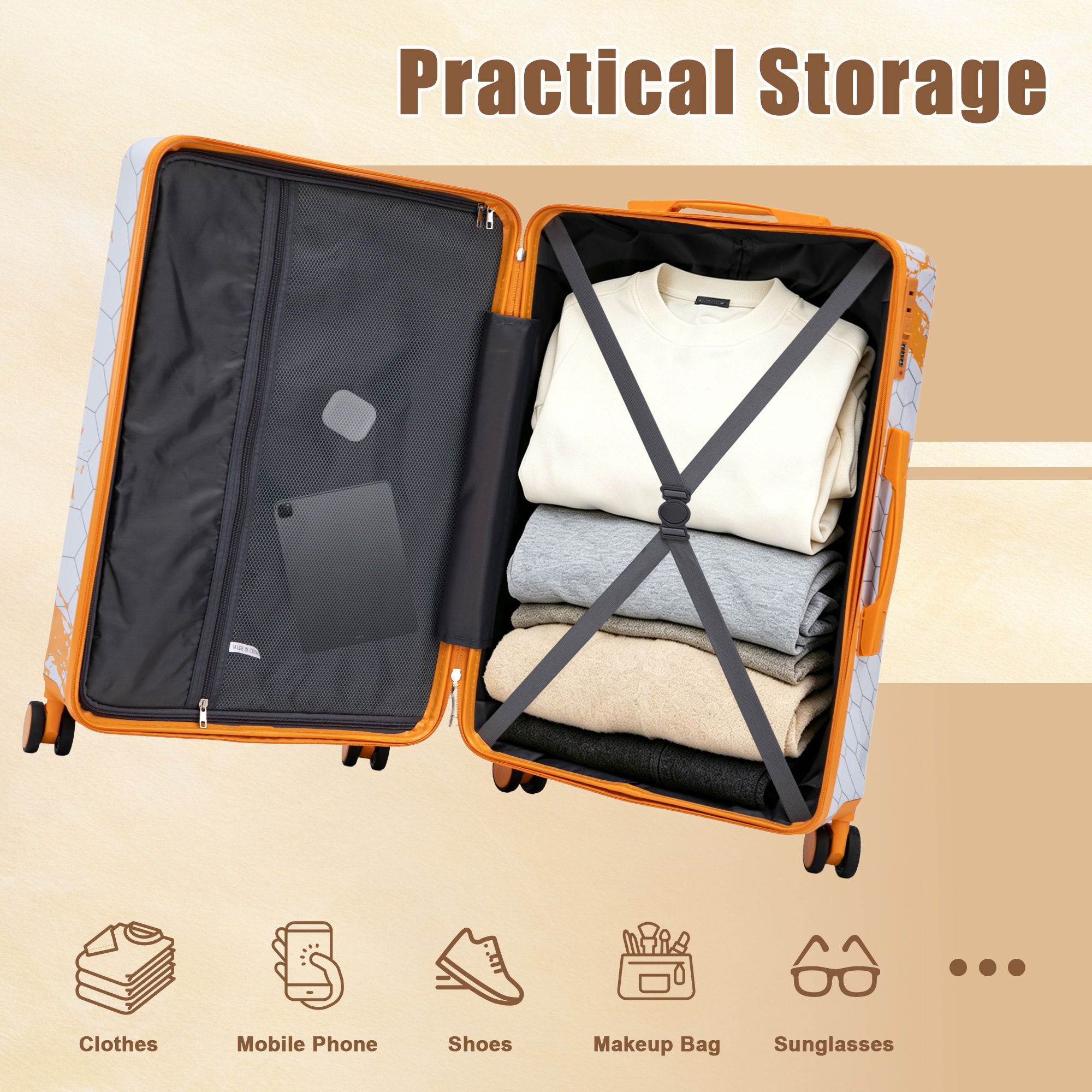 3 Piece With Combination Lock And Silent Wheels