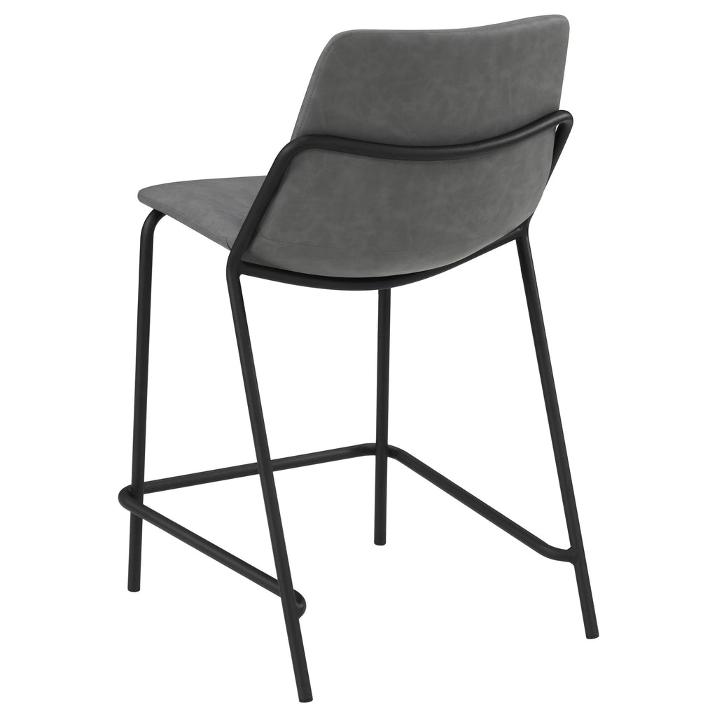 Counter Height Stools With Footrest (Set of 2) - Gray / Black