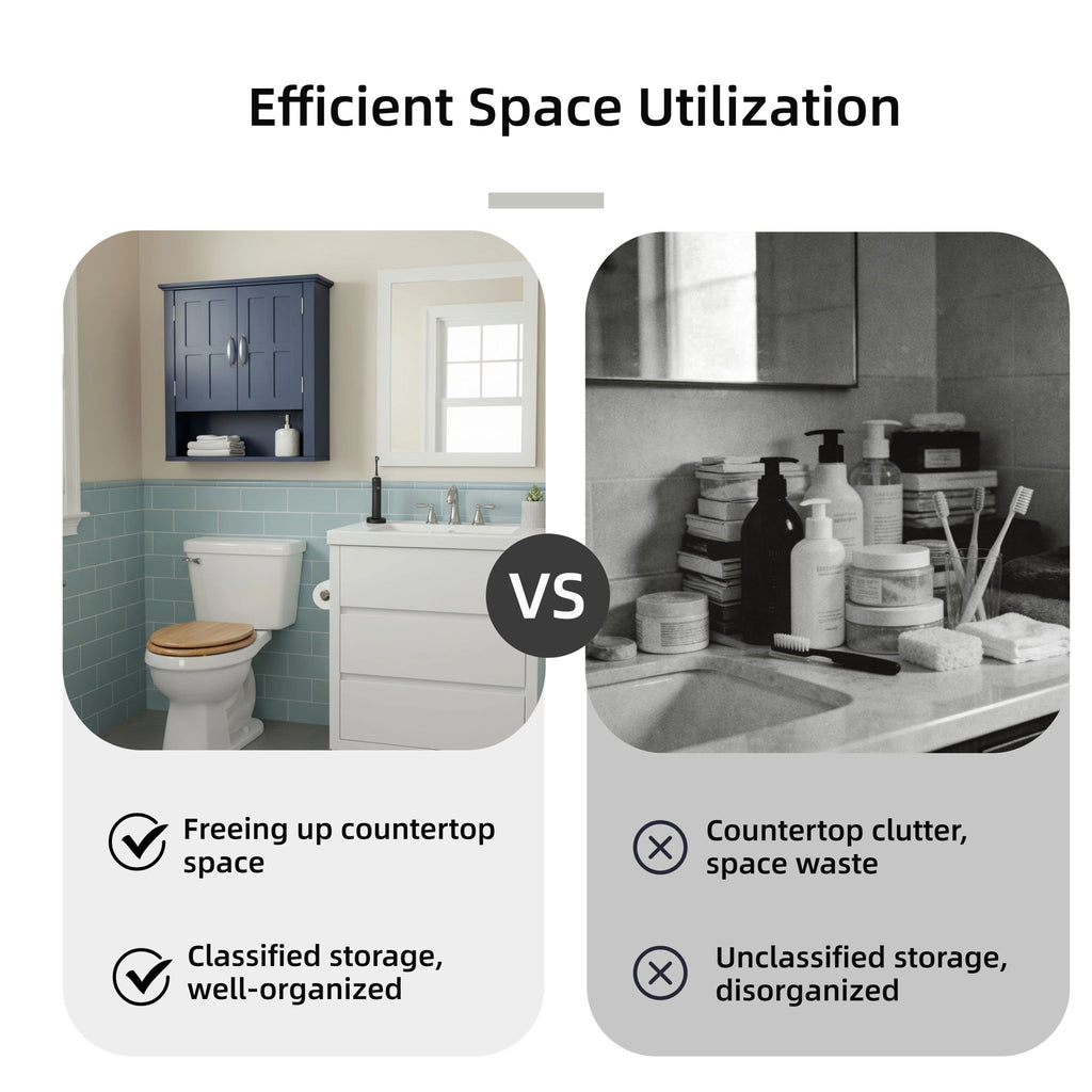 Multi Functional Wall Mounted Cabinet With Adjustable Shelves For Bathroom
