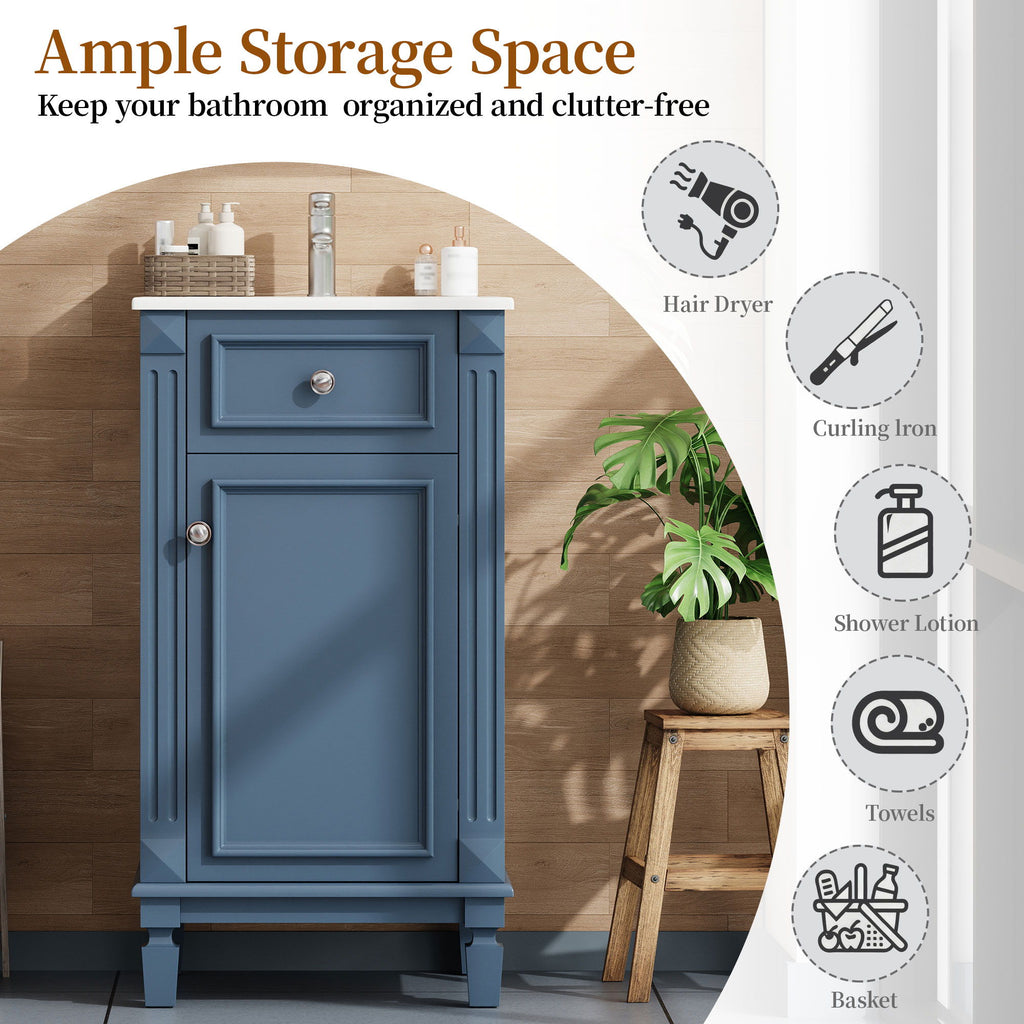 Bathroom Vanity With Sink, Soft-Closing Door, Adjustable Shelf