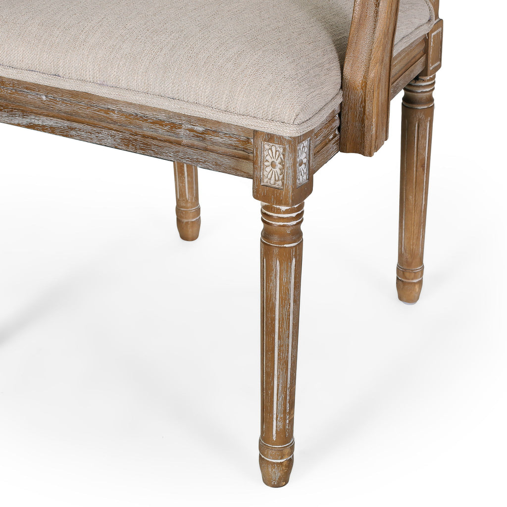 French Country Style Upholstered Dining Chair With Square Backrest