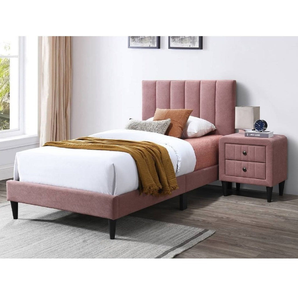 Bed With Channel Tufted Adjustable Headboard