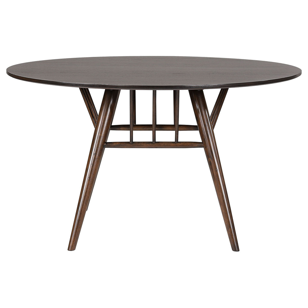 Shirley - 5 Piece Round Dining Table Set With Cushioned Chairs - Dark Walnut