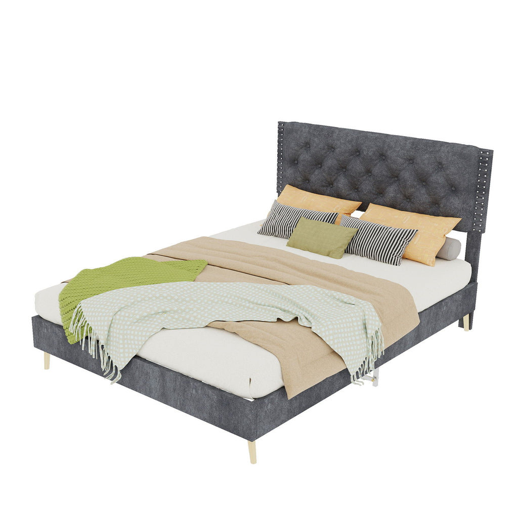 Upholstered Bed With Tufted Headboard