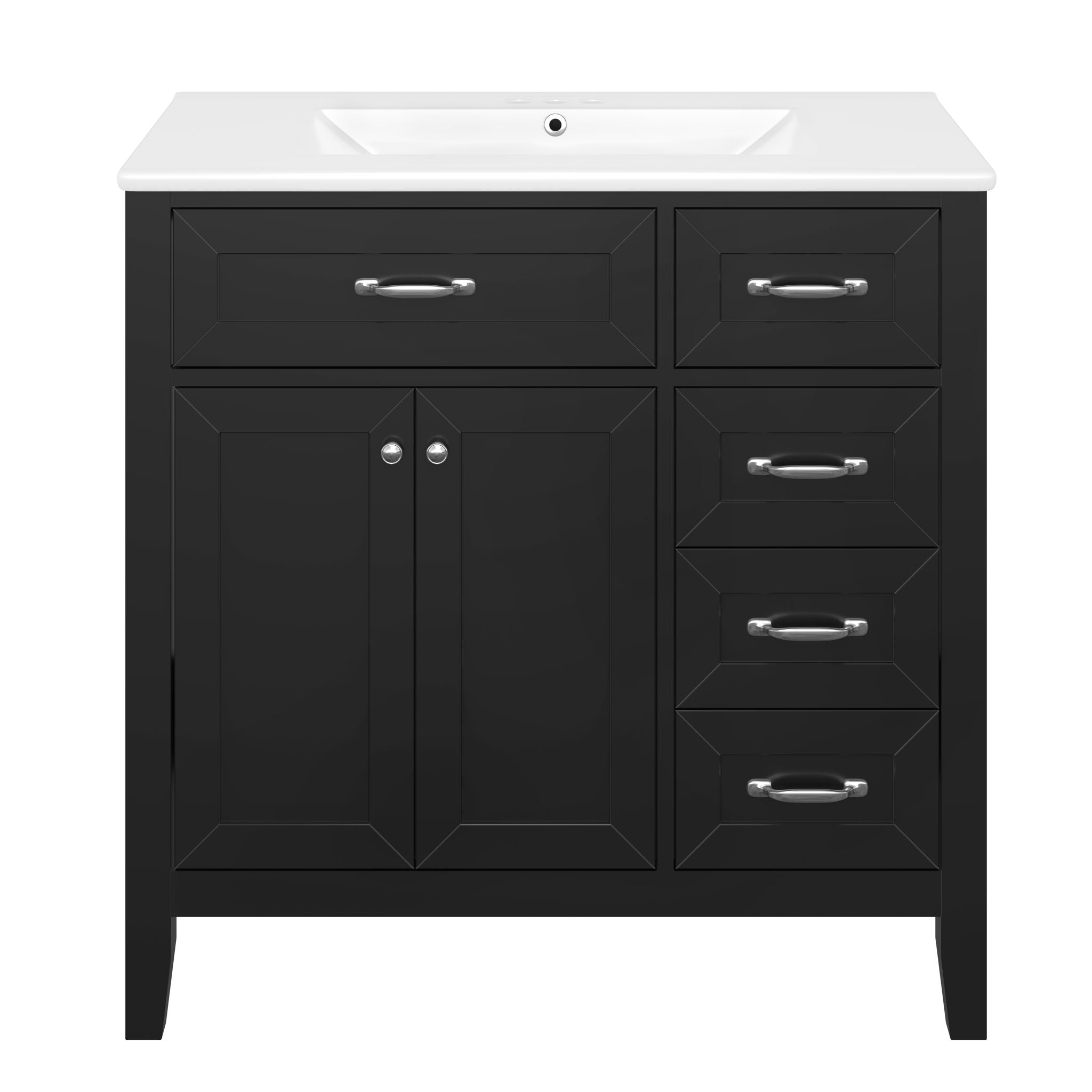 Modern Bathroom Vanity With Sink, Freestanding Design With Drawers And Doors
