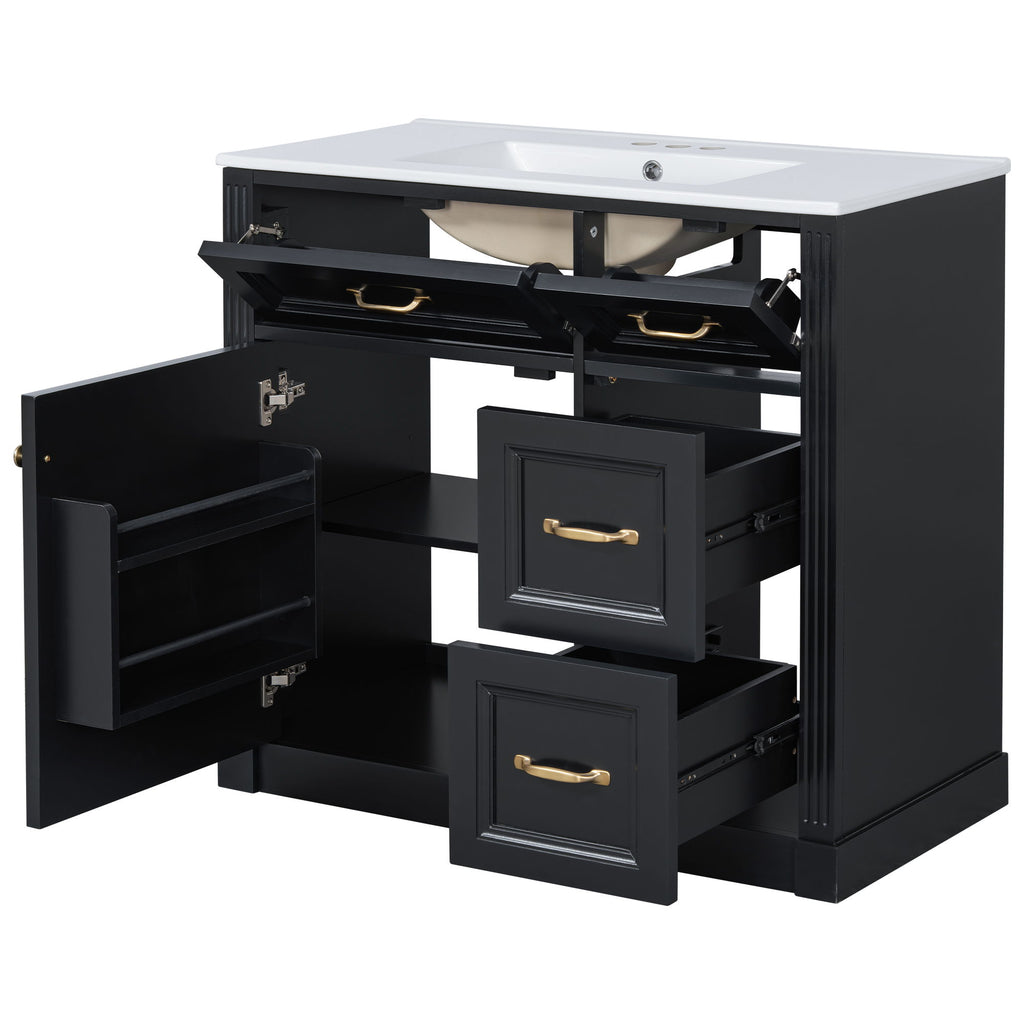 Modern Bathroom Vanity With Sink, 4 Drawers, Soft-Close Door, Adjustable Shelf