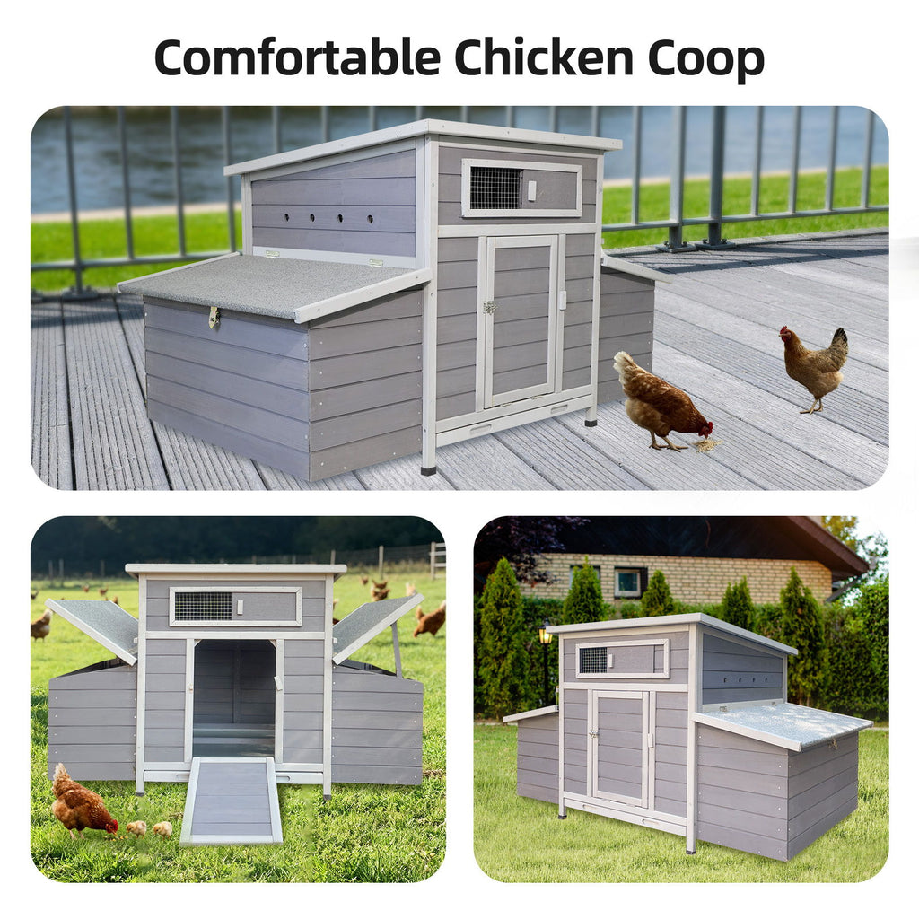 Large Chicken Coop Outdoor Hen House With Dual Nesting Boxes